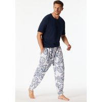 Hose lang Statement-Druck weiß-blau - SCHIESSER 150 Years 56 von Schiesser