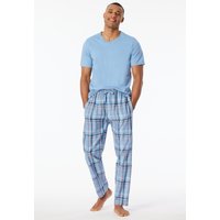 Hose lang Webware pacific blue kariert - Mix+Relax 48 von Schiesser