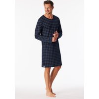 Nachthemd langarm Interlock dunkelblau kariert - Fine Interlock 64 von Schiesser