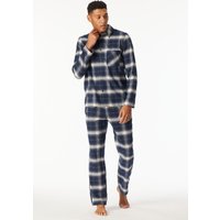 Pyjama Webware Flanell nachtblau kariert - Selected Premium Warming 54 von Schiesser