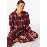 Pyjama lang Flanell burgund kariert - Selected Premium Warming 40 von Schiesser