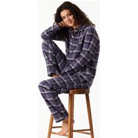 Pyjama lang Flanell indigo kariert - Selected Premium Warming 38 von Schiesser