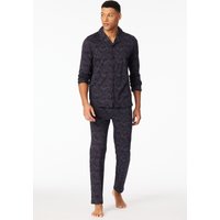 Pyjama lang Interlock kohle gemustert - Fine Interlock 54 von Schiesser