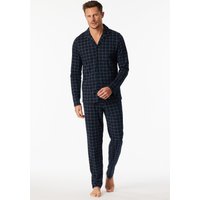 Pyjama lang Interlock nachtblau kariert - Fine Interlock 54 von Schiesser