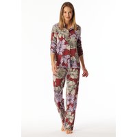 Pyjama lang Jersey Aloe Vera Blumen dunkelrot - Selected Premium 38 von Schiesser