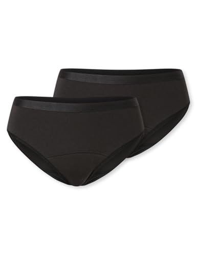 Schiesser Damen 2 Pack Menstruationswäsche / Periodenpanty Komfortschnitt Auslaufsicher - Secret Care Slip, Schwarz_182899, 50-52 EU von Schiesser