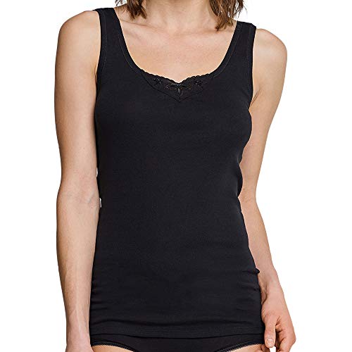 Schiesser Damen Trägertop Cotton Essentials 4er Pack, Farbe:Schwarz (000);Größe:40 (L) von Schiesser