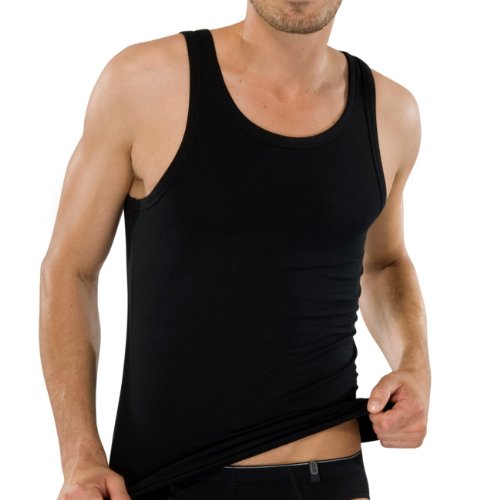 Schiesser Herren Achsel Shirt 95/5 2er Pack, Farbe:Schwarz (000);Größe:4/S von Schiesser Revival