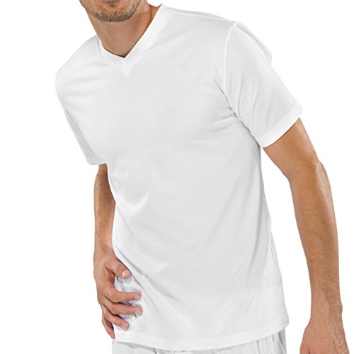 Schiesser Herren V-Neck T-Shirt Americans-T-Shirt 4er Pack, Farbe:Weiß (100);Größe:6/L von Schiesser