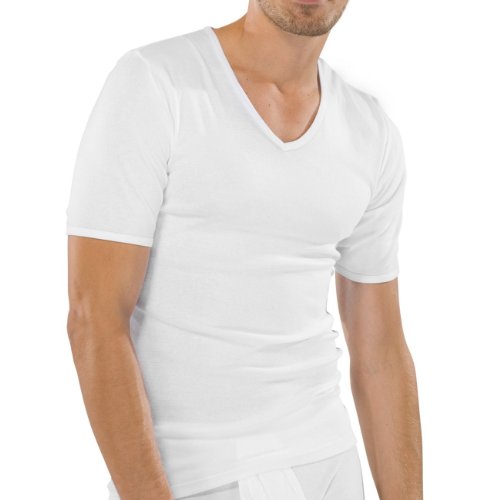 SCHIESSER Herren V-Neck T-Shirt feinripp 2er Pack, Farbe:Weiß (100);Größe:6/L von Schiesser