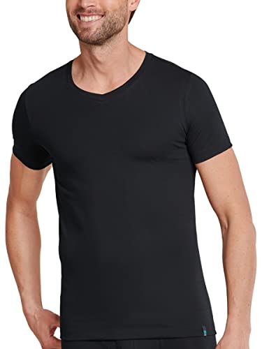 Schiesser Herren Unterhemd T-Shirt V-Ausschnitt Long Life Cotton - 172468, Größe Herren:6, Farbe:schwarz von Schiesser