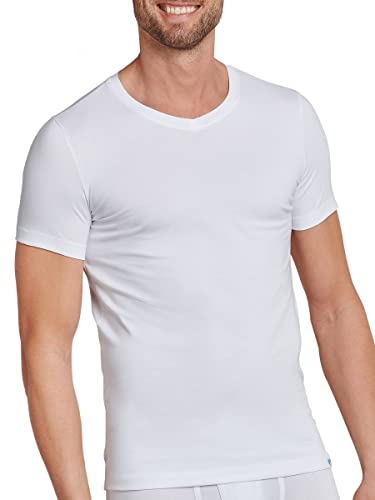 Schiesser Herren Unterhemd T-Shirt V-Ausschnitt Long Life Cotton - 172468, Größe Herren:6, Farbe:Weiss von Schiesser