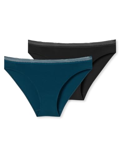 Schiesser Damen 2 Pack Slip Mit Spitze - Cotton Mix Unterwäsche, Sortiert 10_180073, 46 EU von Schiesser