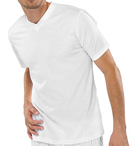 Schiesser 2 Stück American T-Shirt V-Ausschnitt Herren T-Shirt V-Neck - Weiß: Größe: M (Gr.5) von Schiesser