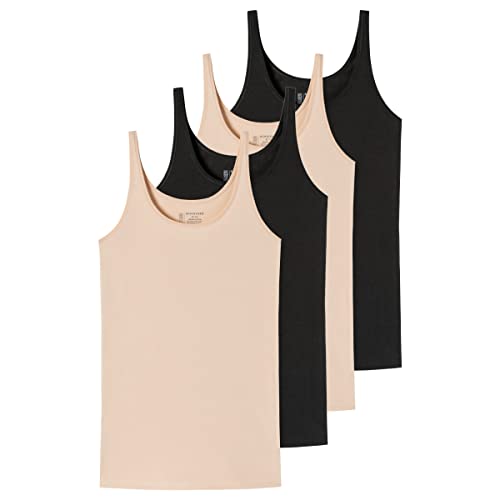 Schiesser 2er Pack Trägertop Damenunterwäsche (2er Pack), 2 x Schwarz / 2 x Sand, 42 von Schiesser