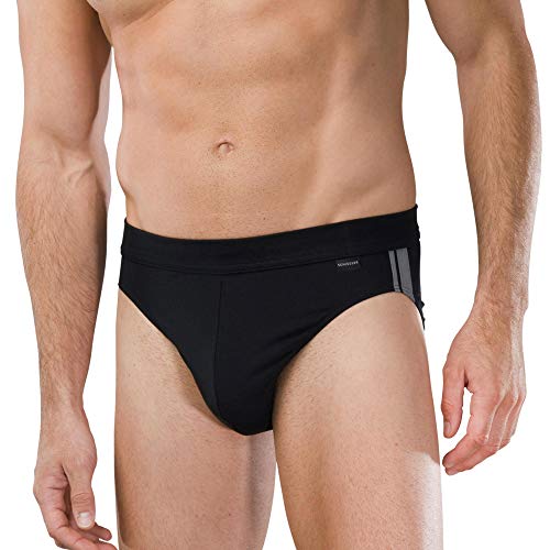 Herren Slip 3er Pack mit Softbund und Streifen, Gr. 6 (Large), Schwarz (000 Schwarz) von Schiesser