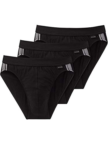 Herren Slip 3er Pack mit Softbund und Streifen, Gr. 6 (Large), Schwarz (000 Schwarz) von Schiesser