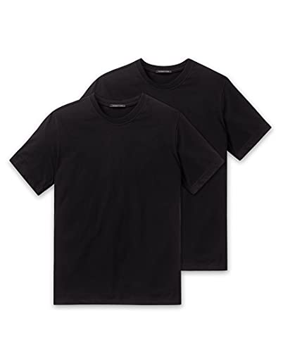 Schiesser 4er Pack American T-Shirt Rundhals oder V-Neck M-XXXL, Schwarz o. Weiß (5 (Gr. Medium), Schwarz (Rundhals)) von Schiesser