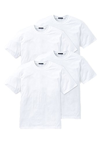 Schiesser 4er Pack American T-Shirt Rundhals oder V-Neck M-XXXL, Schwarz o. Weiß (6 (Gr. Large), Weiß (Rundhals)) [Textilien] von Schiesser