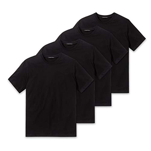 Schiesser 4er Pack American T-Shirt Rundhals oder V-Neck M-XXXL, Schwarz o. Weiß (7 (Gr. X-Large), Schwarz (Rundhals)) von Schiesser