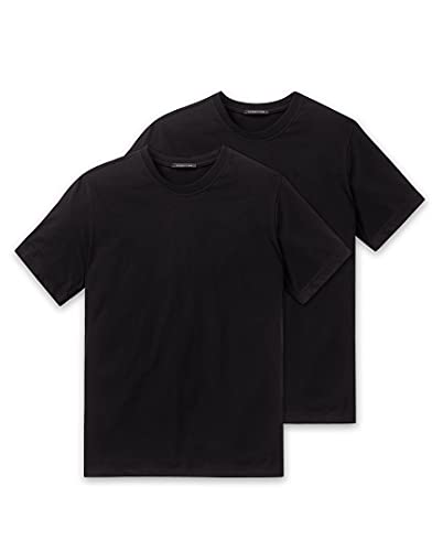 Schiesser 4er Pack American T-Shirt Rundhals oder V-Neck M-XXXL, Schwarz o. Weiß (8 (Gr. XX-Large), Schwarz (Rundhals)) von Schiesser