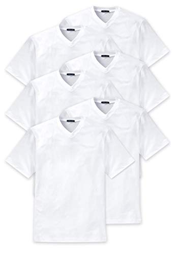 Schiesser 6er Pack American T-Shirt - Rundhals o. V-Neck - M-XXXL, Schwarz o. Weiss (Weiß (V-Ausschnitt), XXXL (Herstellergröße: 9)) von Schiesser
