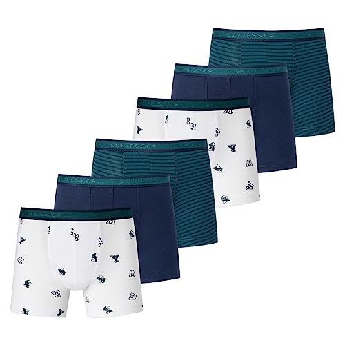 Schiesser - 95/5 Organic Cotton - Retro Short/Pant - 6er Pack (98 Dunkelblau/Weiß/Grün) von Schiesser