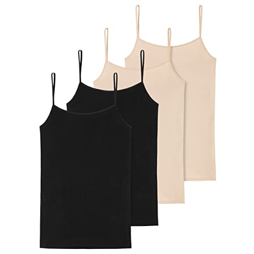 Schiesser - 95/5 Organic - Spaghetti-Top - 4er Pack (48 Schwarz/Sand) von Schiesser