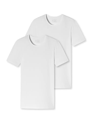 Schiesser Herren 2 Pack Unterhemd Rundhals Mit Arm - 95/5 Organic Unterwäsche, Weiss_174997, M EU von Schiesser