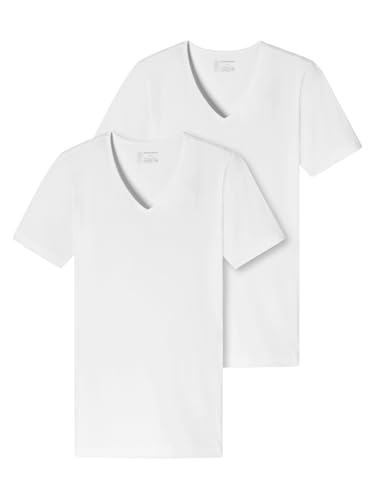 Schiesser Herren 2 Pack Unterhemd V-ausschnitt Mit Arm - 95/5 Organic Unterwäsche, Weiss_173982, XL EU von Schiesser