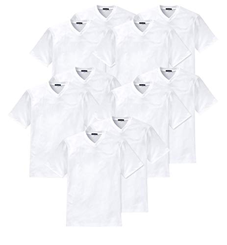 Schiesser American T-Shirt 10er Pack - V-Neck, Rundhals, SCHWARZ, Weiss, M L XL 2XL 3XL 4XL (3XL (3X-Large, 10-Pack), weiß (V-Ausschnitt)) von Schiesser