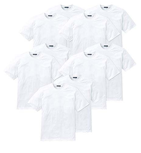 Schiesser American T-Shirt 10er Pack - V-Neck, Rundhals, SCHWARZ, Weiss, M L XL 2XL 3XL 4XL (XXL (XX-Large, 10-Pack), weiß (Rundhals)) von Schiesser