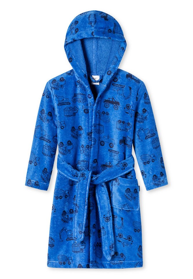Schiesser Bademantel Kids Boys, Baumwolle, nicht relevant, Gürtel, Bademantel - Baumwolle - Mit Kapuze, Bindegürtel und Knopf am Kragen von Schiesser