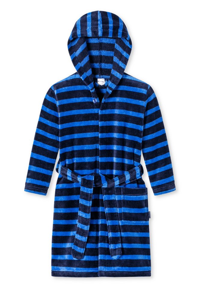Schiesser Bademantel Kids Boys, Baumwolle, nicht relevant, Gürtel, Bademantel - Baumwolle - Mit Kapuze, Bindegürtel und Knopf am Kragen von Schiesser