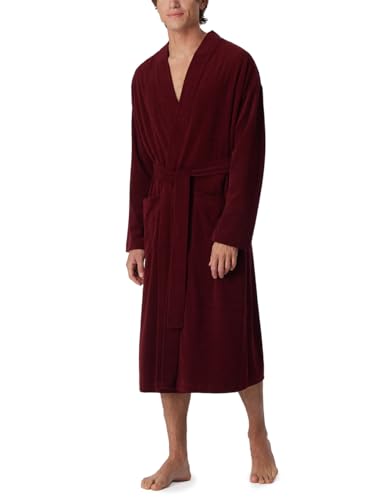 Schiesser Herren Bademantel Leichtfrottee 125 Cm Länge - Bio Baumwolle, Bordeaux_181536, M EU von Schiesser