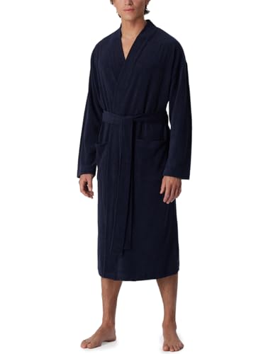 Schiesser Herren Bademantel Leichtfrottee 125 Cm Länge - Bio Baumwolle, Dunkelblau_181536, XL EU von Schiesser