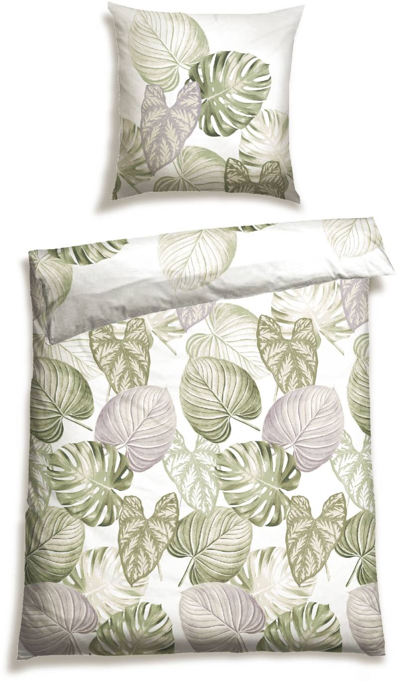 Schiesser Bettwäsche "Bretta aus weicher Baumwolle mit filigranem Palmwedel-Muster" 2 Stk. tlg. Made in Green von Schiesser