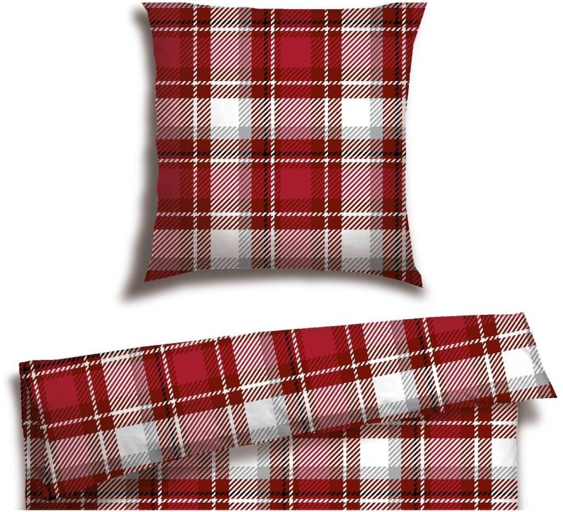 Schiesser Bettwäsche "Metor aus weichem Baumwollflanell mit Winterkaros" 2 Stk. tlg. Made in Green von Schiesser