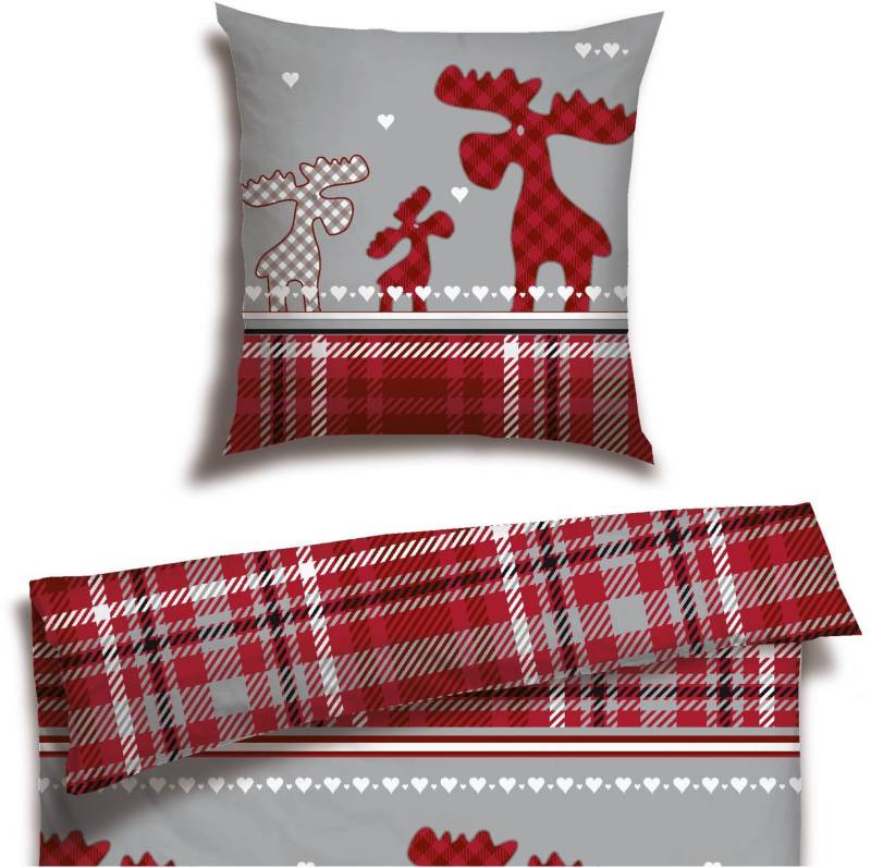 Schiesser Bettwäsche "Salous aus weichem Baumwollflanell mit Winterprint" 2 Stk. tlg. Made in Green von Schiesser