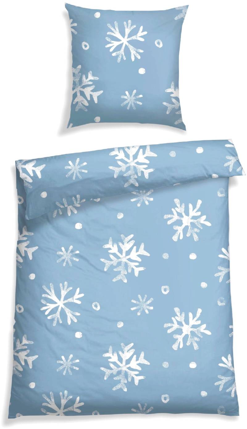 Schiesser Bettwäsche "Skadi aus weicher Baumwolle mit weißen Schneeflocken" 2 Stk. tlg. MADE IN GREEN by OEKO-TEX-zertifiziert von Schiesser