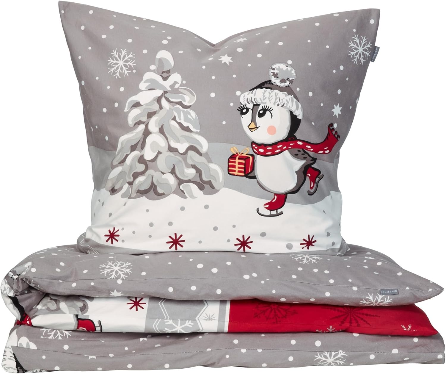 Schiesser Bettwäsche "Telso aus weicher Baumwolle mit süßen Pinguinen" 2 Stk. tlg. Made in Green von Schiesser