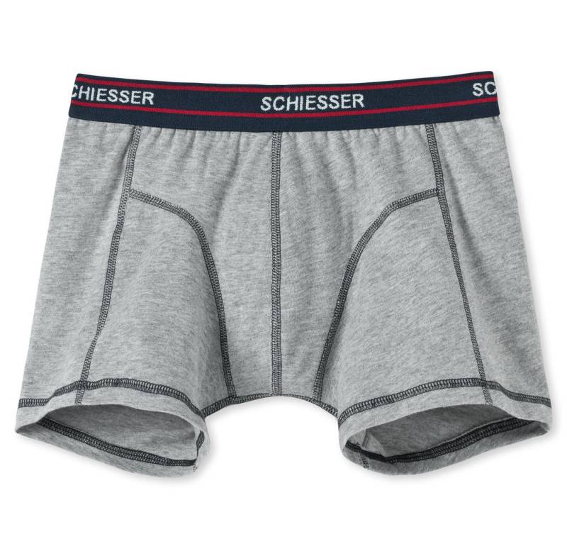 Schiesser Boxershorts (Set, 2-St., Set) Jungen Shorts Unterhosen 2er Pack Jungen Hip-Shorts Retro grau-mel. von Schiesser