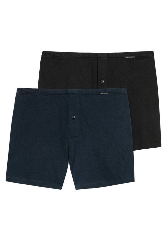 Schiesser Boxershorts 2er Pack Singel-Jersey (Spar-Set, 2-St) Boxershorts - Baumwolle - mit Eingriff - Eingriff mit Knopf von Schiesser