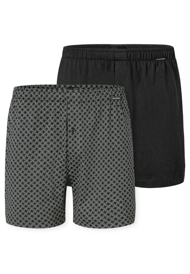 Schiesser Boxershorts 2er Pack Singel-Jersey (Spar-Set, 2-St) Boxershorts - Baumwolle - mit Eingriff - Atmungsaktiv von Schiesser