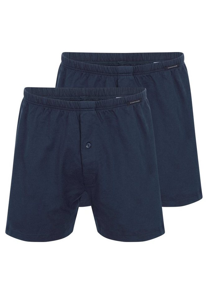 Schiesser Boxershorts 2er Pack Singel-Jersey (Spar-Set, 2-St) Boxershorts - Baumwolle - mit Eingriff - Eingriff mit Knopf von Schiesser