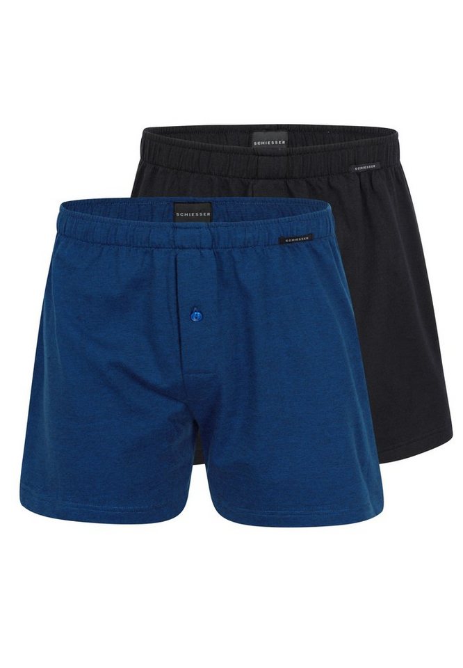 Schiesser Boxershorts 2er Pack Singel-Jersey (Spar-Set, 2-St) Boxershorts - Baumwolle - mit Eingriff - Eingriff mit Knopf von Schiesser