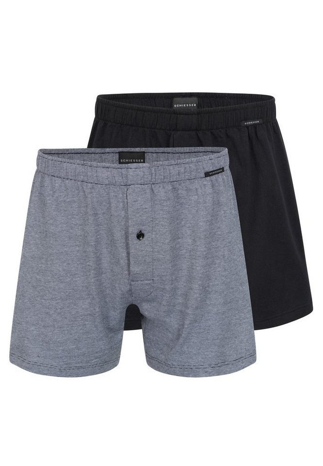 Schiesser Boxershorts 2er Pack Singel-Jersey (Spar-Set, 2-St) Boxershorts - Baumwolle - mit Eingriff - Eingriff mit Knopf von Schiesser
