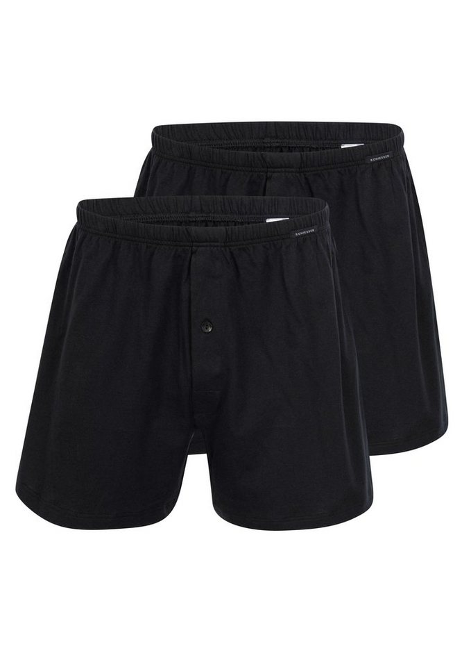 Schiesser Boxershorts 2er Pack Singel-Jersey (Spar-Set, 2-St) Boxershorts - Baumwolle - mit Eingriff - Eingriff mit Knopf von Schiesser
