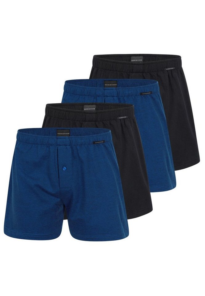 Schiesser Boxershorts 4er Pack Singel-Jersey (Spar-Set, 4-St) Boxershorts - Baumwolle - Mit Eingriff - Eingriff mit Knopf von Schiesser