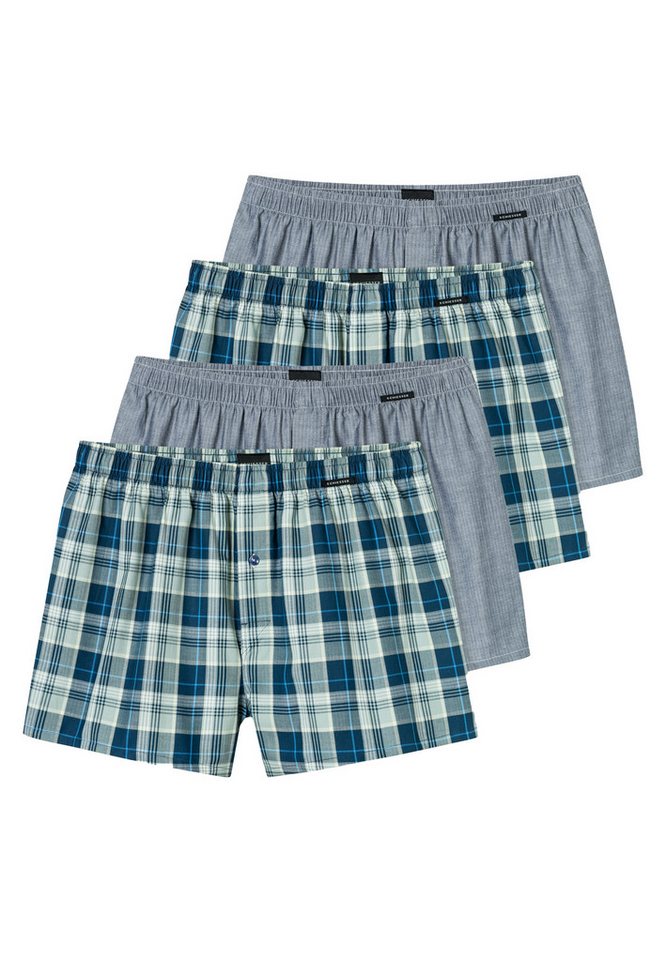 Schiesser Boxershorts 4er Pack Web (Spar-Set, 4-St) Boxershorts - Baumwolle - mit Eingriff - Atmungsaktiv von Schiesser